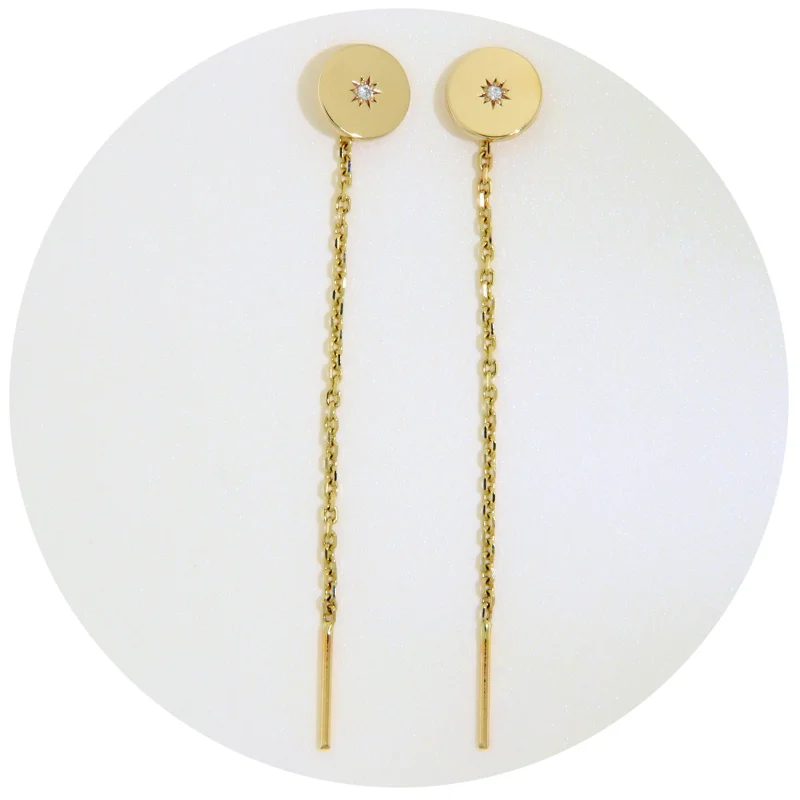 Cercei Aur Galben 14k Cercuri Diamante Naturale 