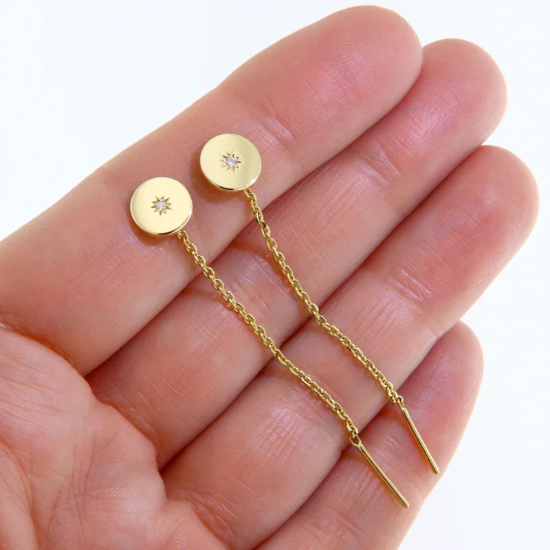 Cercei Aur Galben 14k Cercuri Diamante Naturale 