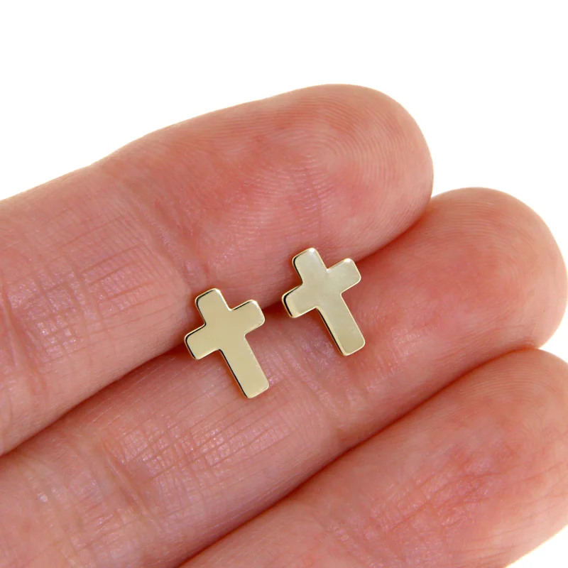 Cercei Stud Aur Galben 14k - Cruciulite - Speranta si Lumina