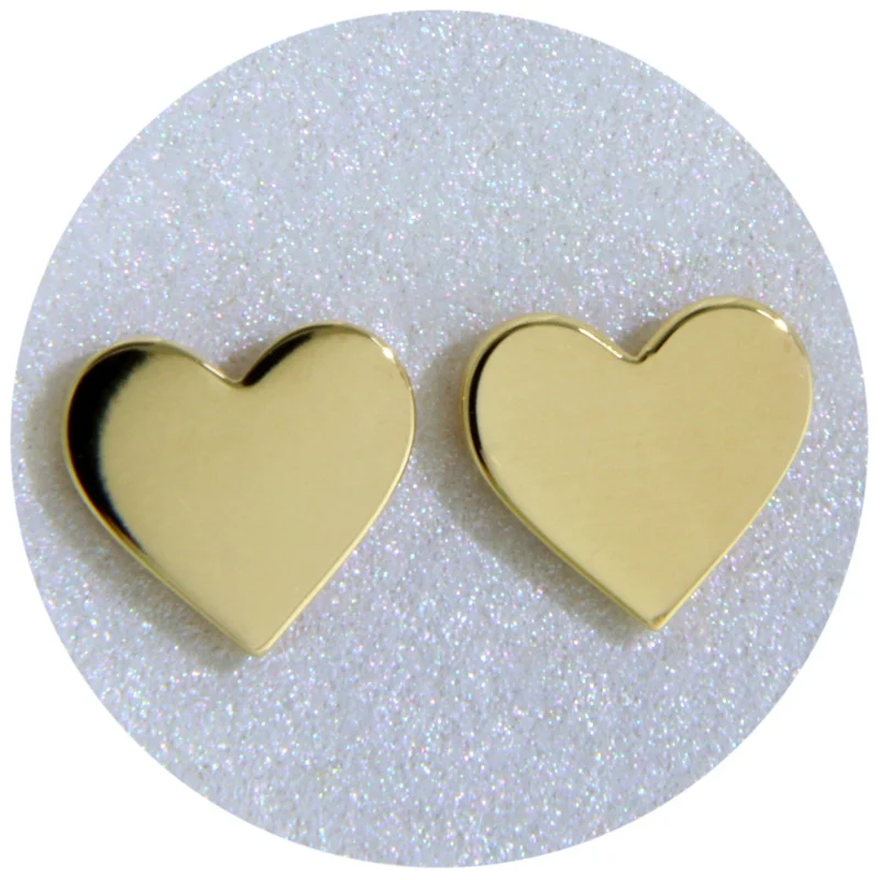 Cercei Stud Aur Galben 14k Inimioare - Caldura si Rafinament