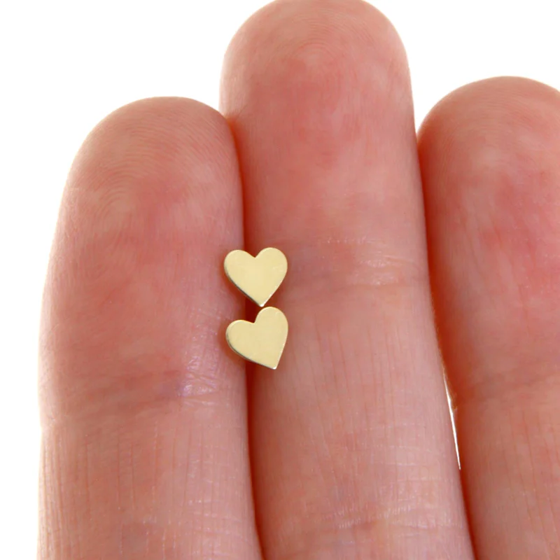 Cercei Stud Aur Galben 14k Inimioare - Caldura si Rafinament