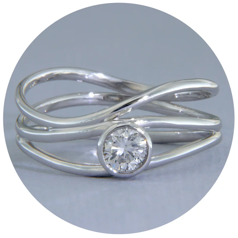 Inel Aur Alb 14 k Diamant Natural - Eleganta in Miscare