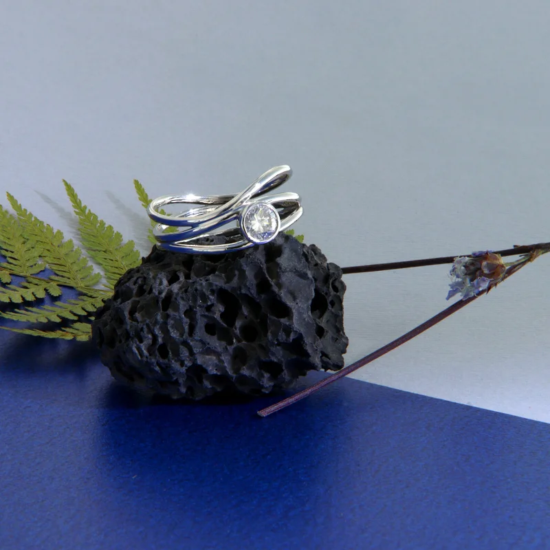 Inel Aur Alb 14 k Diamant Natural - Eleganta in Miscare