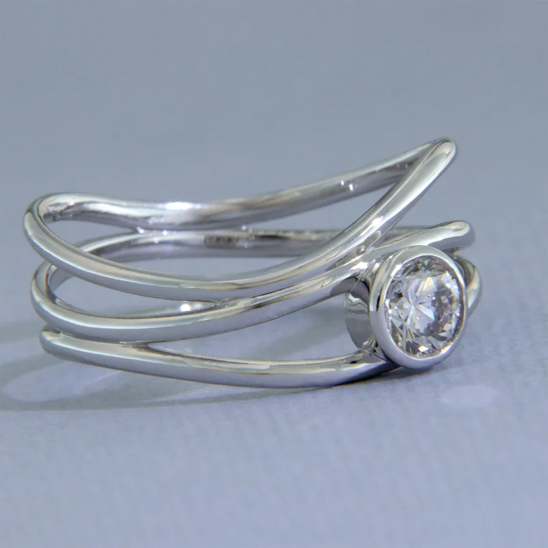 Inel Aur Alb 14 k Diamant Natural - Eleganta in Miscare