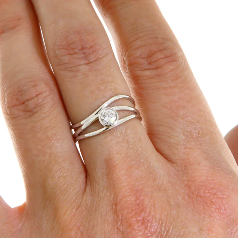 Inel Aur Alb 14 k Diamant Natural - Eleganta in Miscare