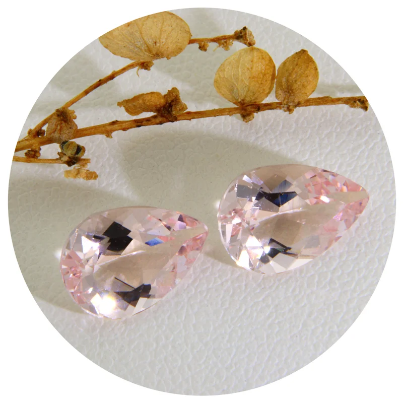 Pereche Pietre pentru Montura Cercei Morganite Naturale - Stralucire Calda