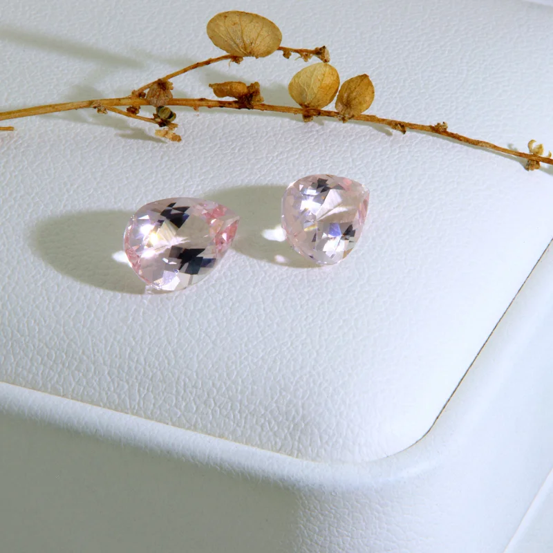 Pereche Pietre pentru Montura Cercei Morganite Naturale - Stralucire Calda