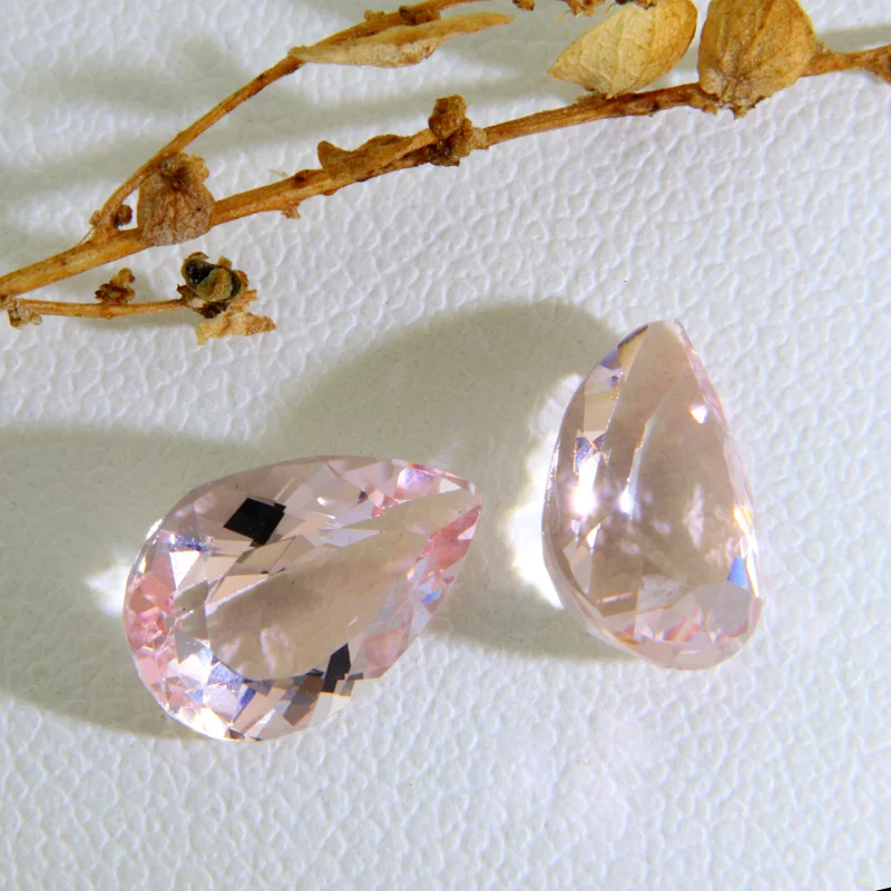 Pereche Pietre pentru Montura Cercei Morganite Naturale - Stralucire Calda