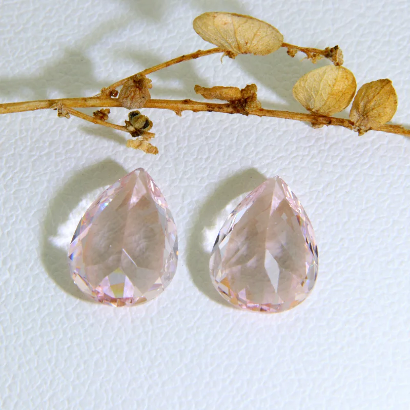 Pereche Pietre pentru Montura Cercei Morganite Naturale - Stralucire Calda