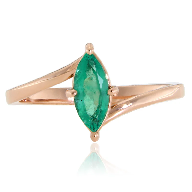 Inel Aur Roz 14k Smarald Natural - Energie si Rafinament
