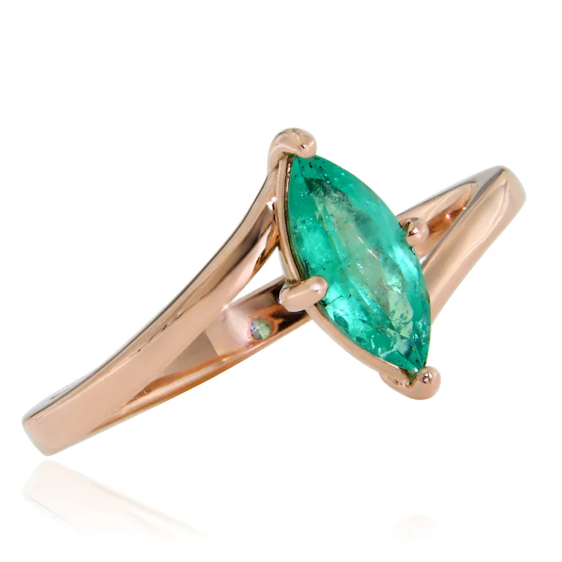 Inel Aur Roz 14k Smarald Natural - Energie si Rafinament