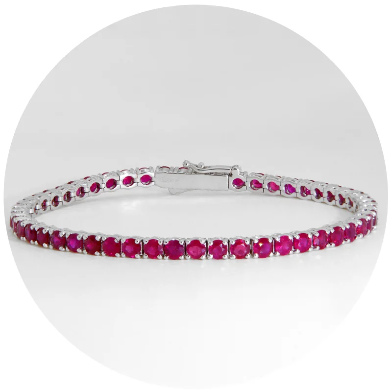Bratara Tennis Aur Alb 14k Rubine Naturale - Lumina si Pasiune