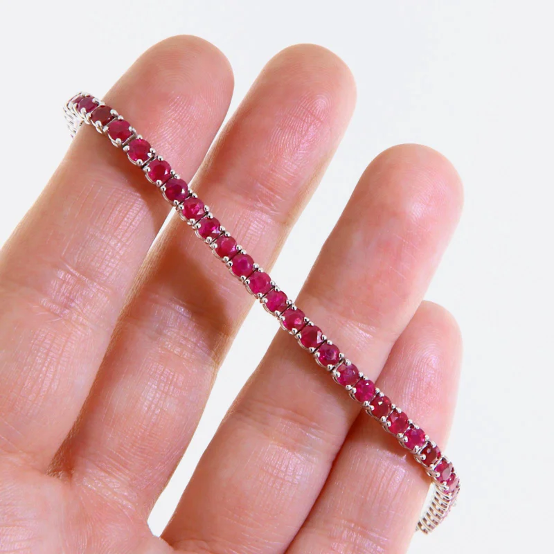 Bratara Tennis Aur Alb 14k Rubine Naturale - Lumina si Pasiune