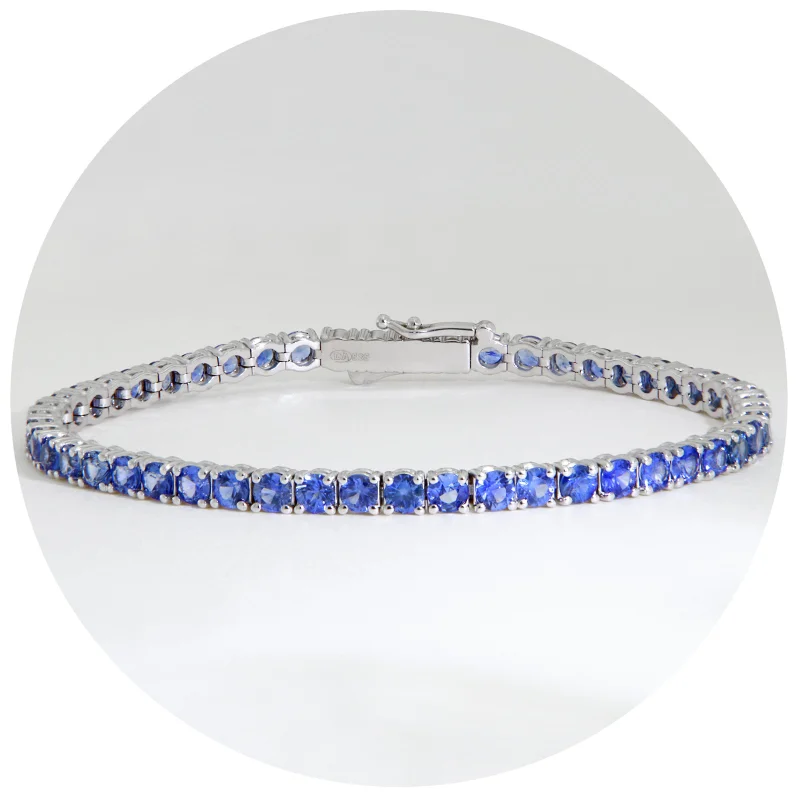 Bratara Tennis Aur Alb 14k Safire Naturale - Rafinament Distinct