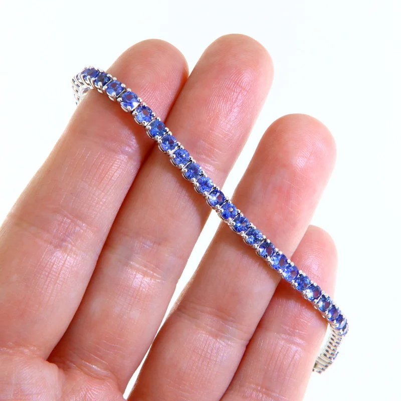 Bratara Tennis Aur Alb 14k Safire Naturale - Rafinament Distinct