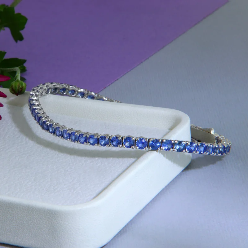 Bratara Tennis Aur Alb 14k Safire Naturale - Rafinament Distinct