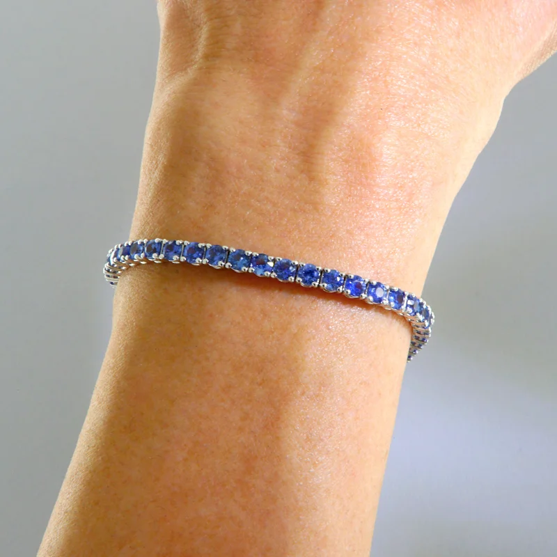Bratara Tennis Aur Alb 14k Safire Naturale - Rafinament Distinct