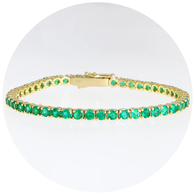 Bratara Tennis Aur Galben 14k Smaralde Naturale - Rafinament Desavarsit