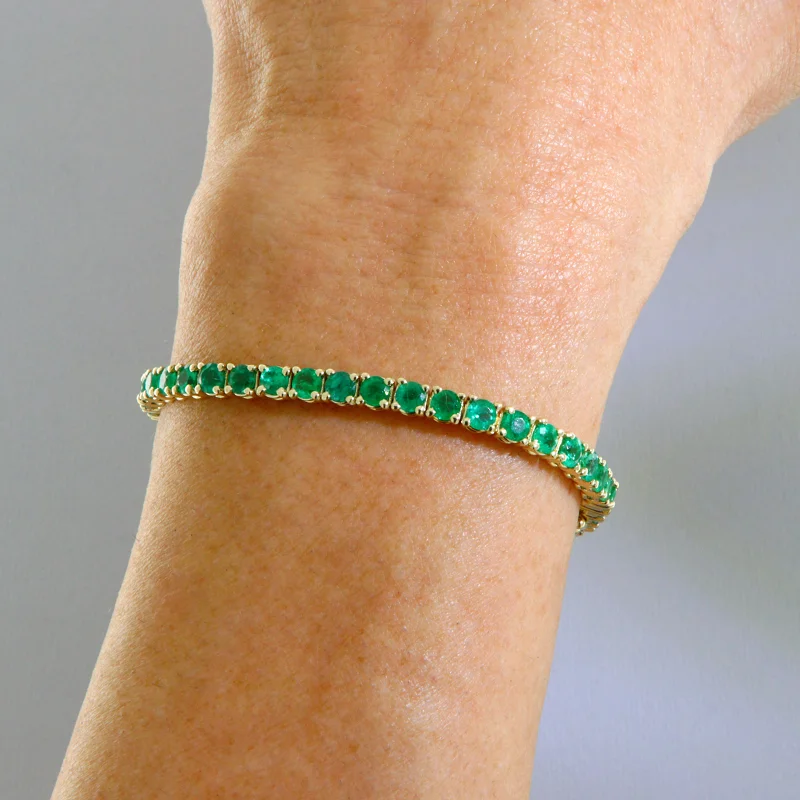 Bratara Tennis Aur Galben 14k Smaralde Naturale - Rafinament Desavarsit