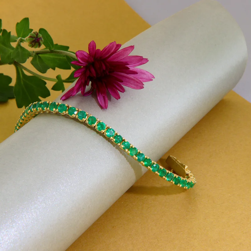 Bratara Tennis Aur Galben 14k Smaralde Naturale - Rafinament Desavarsit