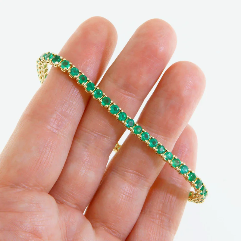 Bratara Tennis Aur Galben 14k Smaralde Naturale - Rafinament Desavarsit