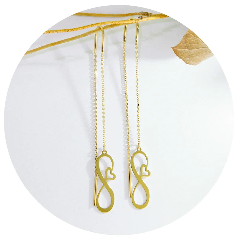 Cercei Lant Culisant Aur Galben 14 k Forever Love - Dragoste Eterna