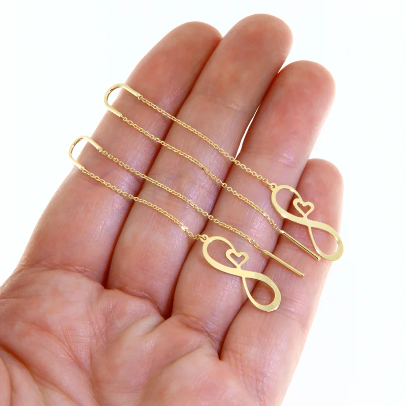 Cercei Lant Culisant Aur Galben 14 k Forever Love - Dragoste Eterna