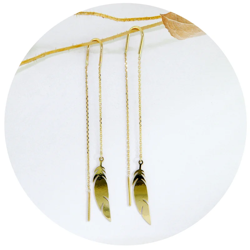 Cercei Lant Culisant Aur Galben 14k Pene Fine - Eleganta si Libertate