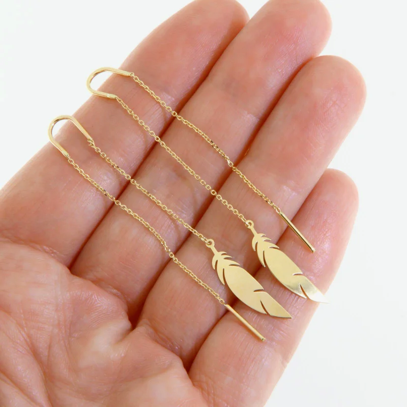 Cercei Lant Culisant Aur Galben 14k Pene Fine - Eleganta si Libertate