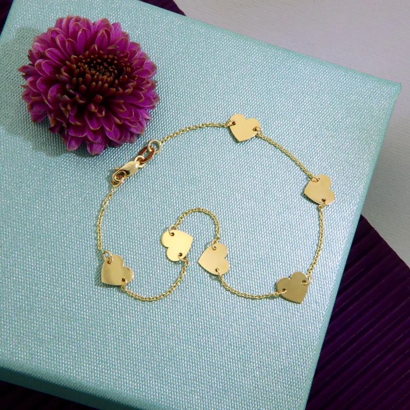 Bratara Lant Aur 14k Inimi Hearts