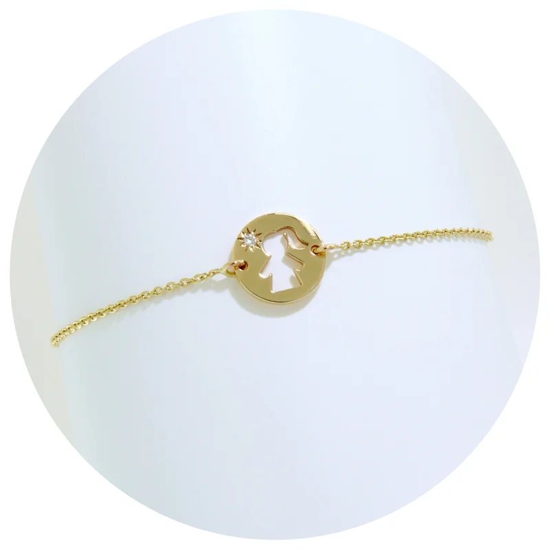 Bratara Lant Aur 14k Silueta Fata & Diamant Natural