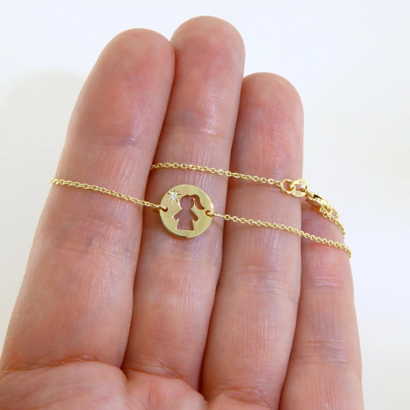 Bratara Lant Aur 14k Silueta Fata & Diamant Natural