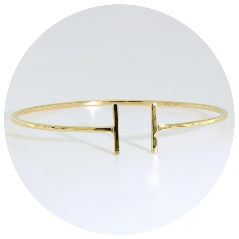 Bratara Fixa Aur 14k Minimalista Deschisa cu Bare Paralele