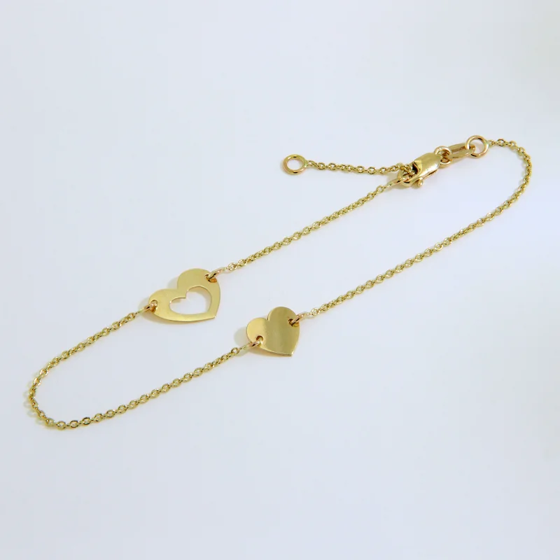 Bratara Lant Aur 14k Doua inimi - Two Hearts