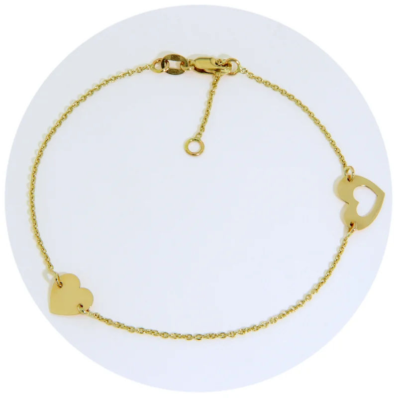 Bratara Lant Aur 14k Doua inimi - Two Hearts