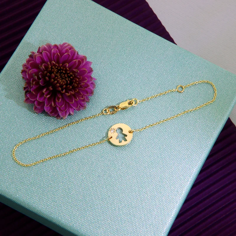 Bratara Lant Aur 14k Silueta Baiat & Diamant Natural