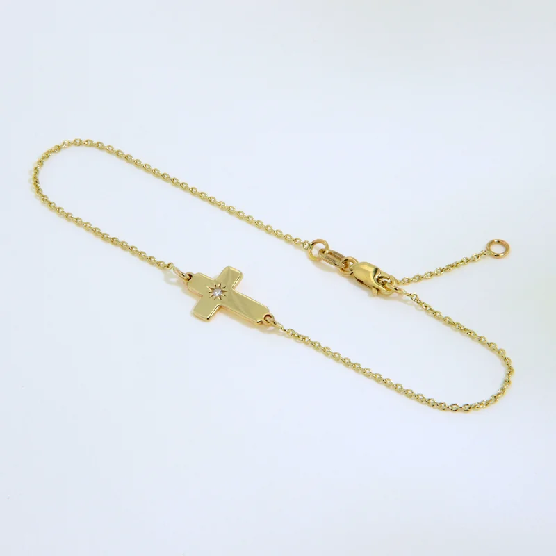 Bratara Lant Aur 14k Cruciulita Diamant Natural