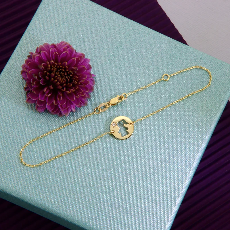 Bratara Lant Aur 14k Silueta Fata & Diamant Natural