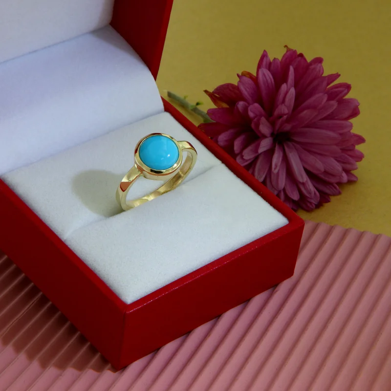 Inel Aur 14k Turcoaz Natural din mina Sleeping Beauty - Modern si Armonios