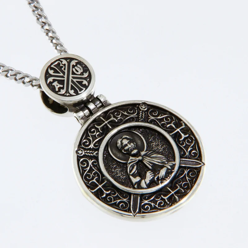 Pandantiv Argint 925 cu Sfantul Alexandru si Inger Pazitor - Rugaciunea Inimii