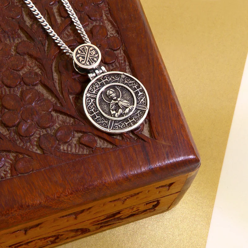 Pandantiv Argint 925 cu Sfantul Alexandru si Inger Pazitor - Rugaciunea Inimii