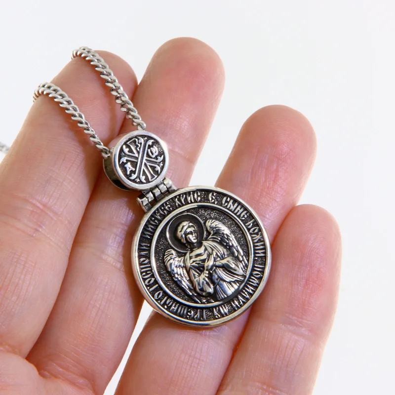 Pandantiv Argint 925 cu Sfantul Alexandru si Inger Pazitor - Rugaciunea Inimii