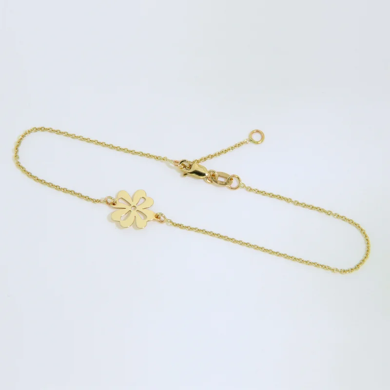 Bratara cu Lant Aur Galben 14k Trifoi - Noroc si Eleganta