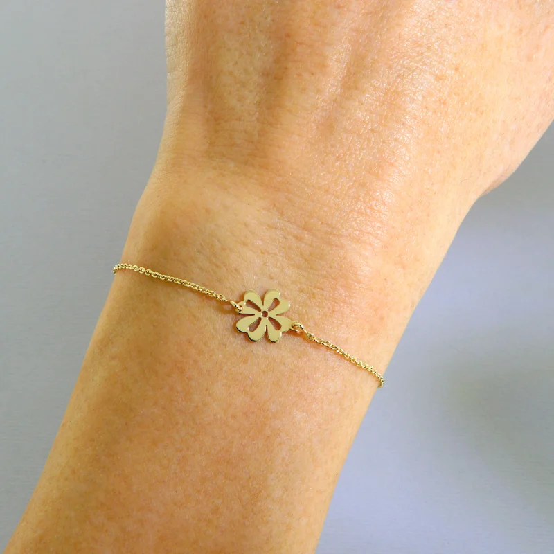 Bratara cu Lant Aur Galben 14k Trifoi - Noroc si Eleganta