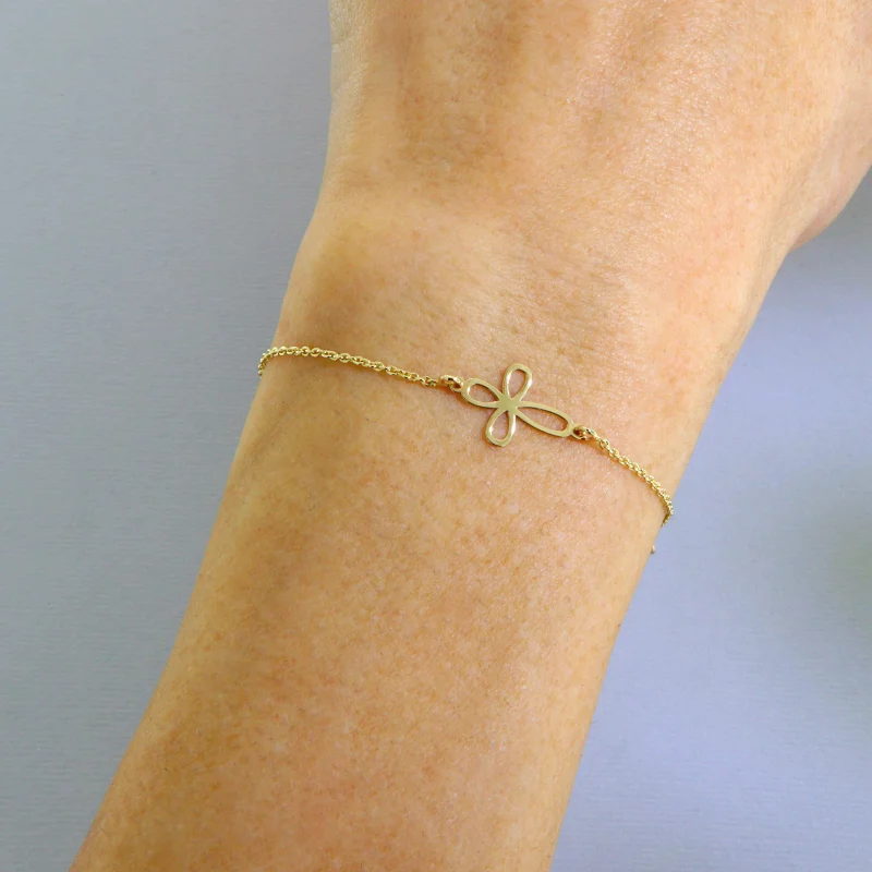 Bratara cu Lant Aur Galben 14k Ingeras si Cruciulita - Spiritualitate si Eleganta