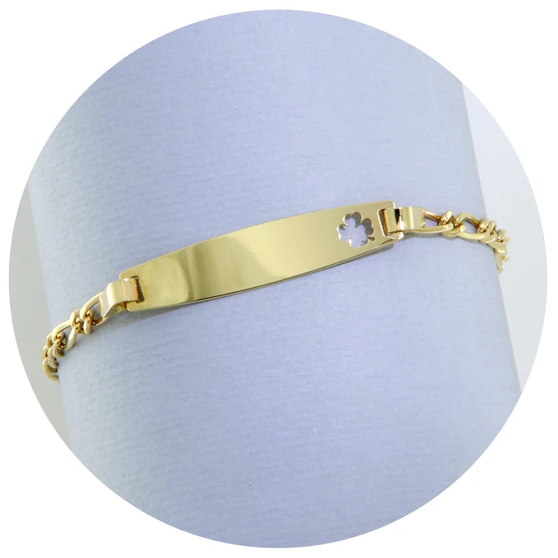 Bratara cu Lant pentru Copii Aur 14k Trifoi - Noroc si Eleganta