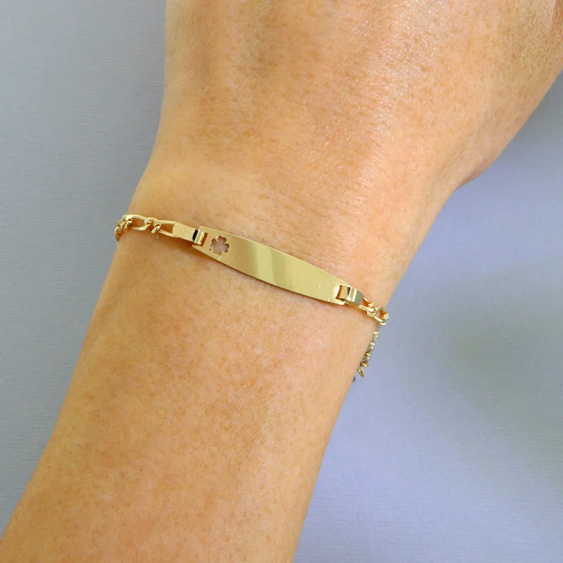 Bratara cu Lant pentru Copii Aur 14k Trifoi - Noroc si Eleganta