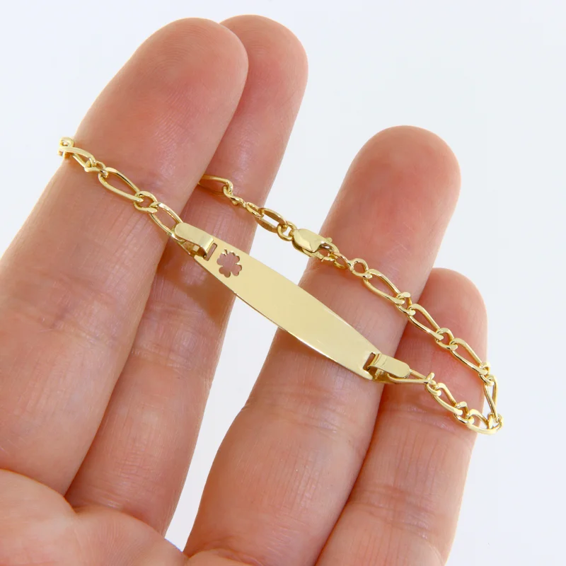 Bratara cu Lant pentru Copii Aur 14k Trifoi - Noroc si Eleganta