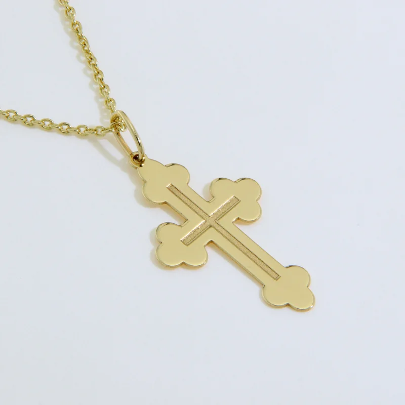 Pandantiv Aur Galben 14k Cruce Ortodoxa - Credinta si Protectie