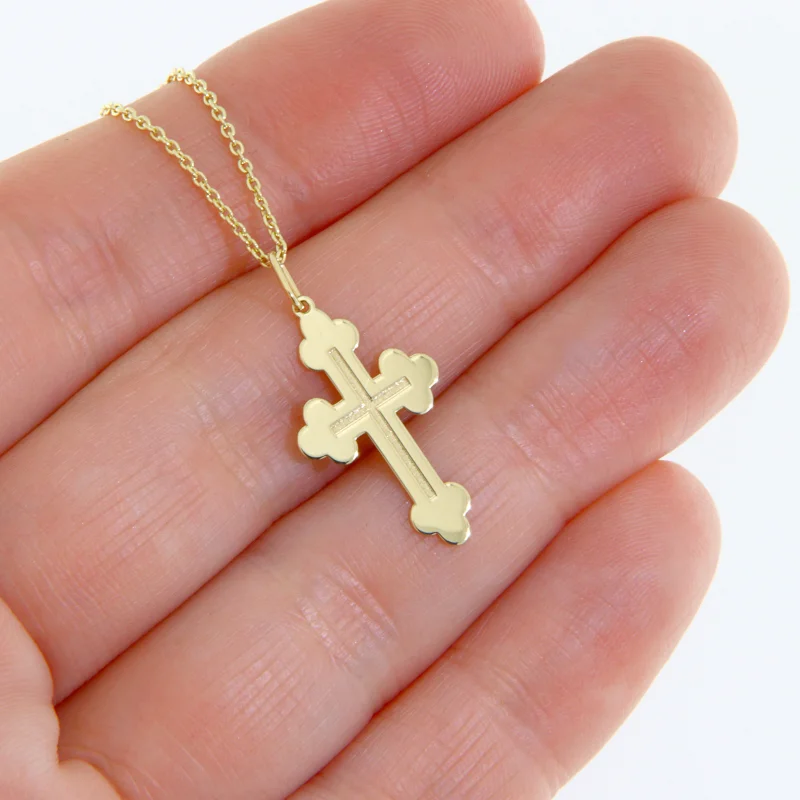 Pandantiv Aur Galben 14k Cruce Ortodoxa - Credinta si Protectie